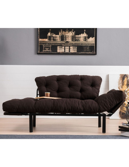 Divano letto Nitta marrone 190x70 braccioli reclinabili - Kallea