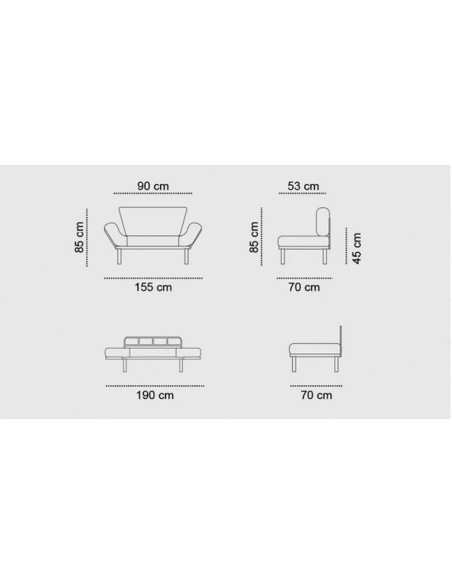 Divano letto Nitta marrone 190x70 braccioli reclinabili - Kallea