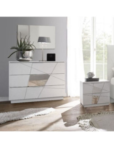 Camera da letto Hawaii bianco serigrafie e specchi - Kallea 2