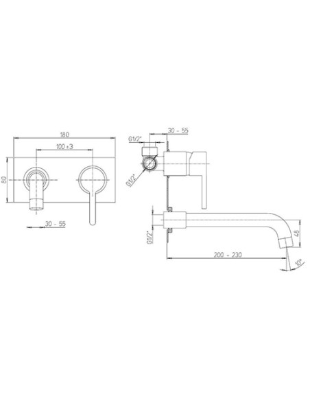 Rubinetto Jacuzzi a incasso con piastra per lavabo serie Sunrise con piletta click clack inclusa 0SN00497JA03 cromato - Kallea