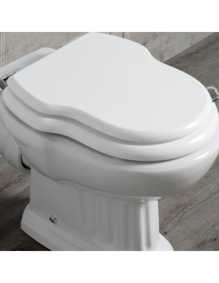 Copriwater Profili serie Hold time in legno e termoindurente Bianco con Cerniere Cromo - Kallea