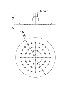 Soffione Jacuzzi tondo in acciaio inox ultrapiatto diametro 200mm art. 1811051ACYO nero opaco - Kallea 2