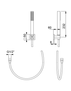 Kit doccia Jacuzzi a parete con doccino 1 getto senza presa acqua art. 0KA00801AC00 cromato - Kallea 2