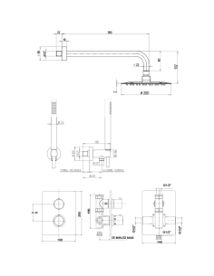 Kit doccia Jacuzzi tondo con doccia incasso con deviatore + soffione + braccio + doccetta e supporto snodato con presa acqua ... 2