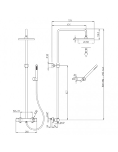 Colonna doccia termostatica Jacuzzi Luce YO con deviatore integrato e flessibile 0LCYO199JA00 nero opaco - Kallea 2