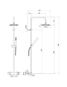 Colonna doccia termostatica Jacuzzi Sunrise con deviatore integrato e flessibile 0SN00199JA01 cromato - Kallea 2
