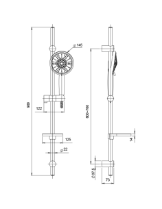 Saliscendi Jacuzzi serie Wind regolabile a fori esistenti con portasapone e doccetta anticalcare 0WI00900JA00 nero opaco - Ka... 2