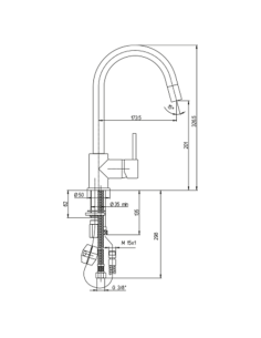 Rubinetto Miscelatore monoforo per lavello cucina Piralla serie Elisir con canna alta orientabile e doccia monogetto estraibi... 2