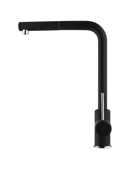 Rubinetto Miscelatore monoforo per lavello cucina Piralla serie Leone con canna alta orientabile e doccia monogetto estraibil...