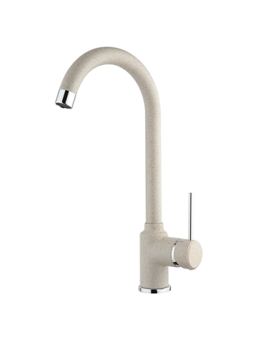 Rubinetto Miscelatore monoforo per lavello cucina Piralla serie Leone con canna alta orientabile 0LE20104A21 granito avena - ...