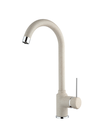 Rubinetto Miscelatore monoforo per lavello cucina Piralla serie Leone con canna alta orientabile 0LE20104A21 granito avena - ...
