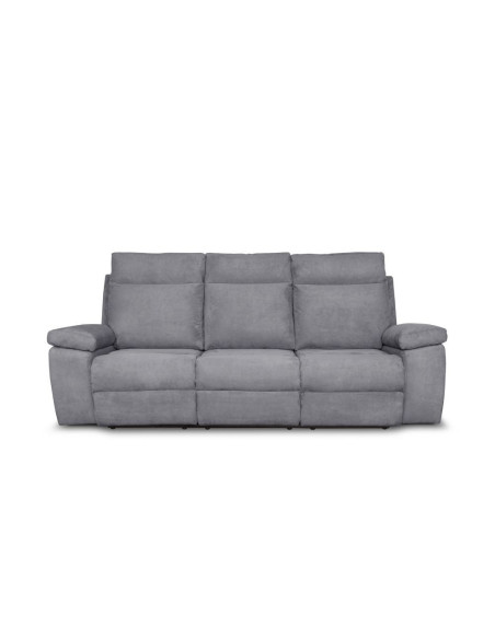 Divano Milano 3 posti 2 recliner manuali grigio - Kallea