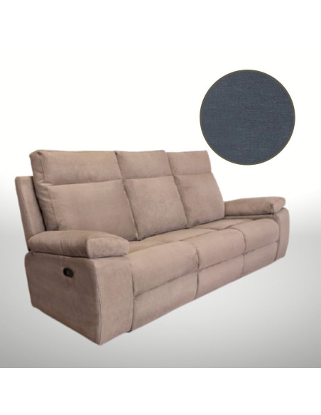 Divano Milano 3 posti 2 recliner manuali grigio - Kallea