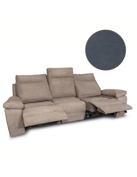 Divano Milano 3 posti 2 recliner manuali grigio - Kallea