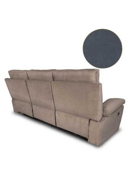 Divano Milano 3 posti 2 recliner manuali grigio - Kallea