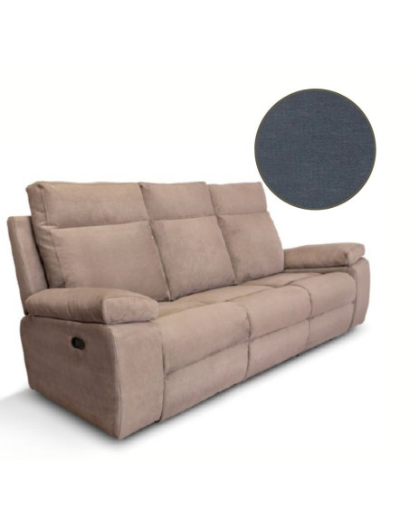 Divano Milano 3 posti 2 recliner manuali grigio - Kallea