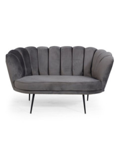 Divano Orel due posti in velluto grigio fumè a conchiglia - Kallea 2