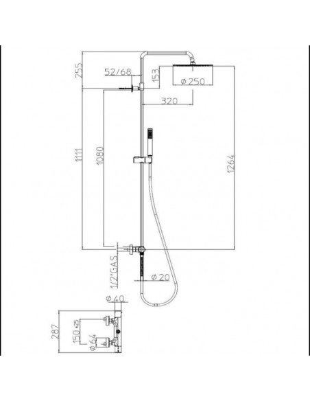 Colonna Doccia Bossini Tetis con miscelatore termostatico cod:L101143 cromo - Kallea