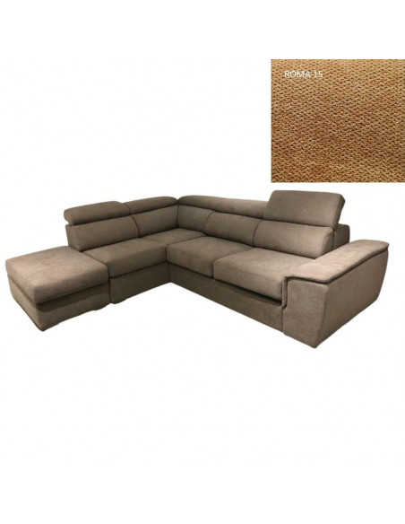 Divano letto angolare con pouf e poggiatesta recliner MODELLO 210 roma 15 sinistro - Kallea