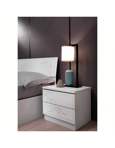 Camera da letto bianco laccato serigrafie glitter Vanem - Kallea