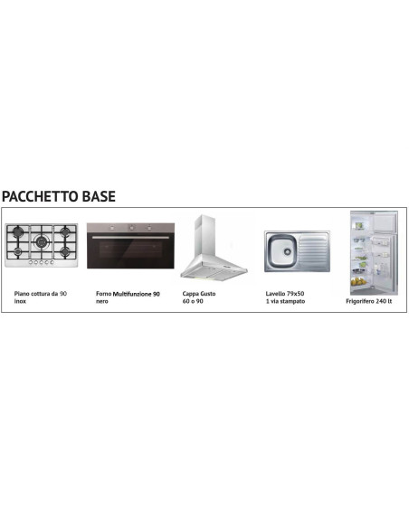 Cucina Athena 360 cm con maxi forno bianco perla cemento reversibile - Kallea