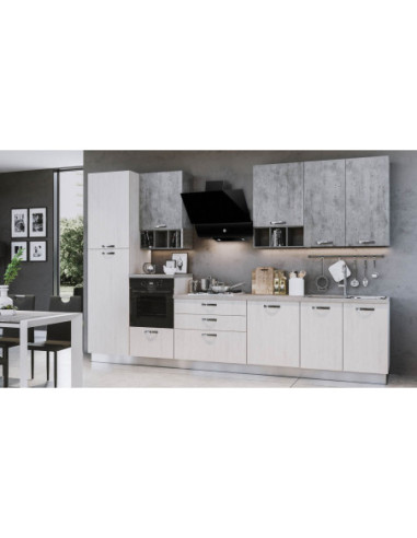 Cucina Athena lusso 360 cm bianco perla cemento - Kallea