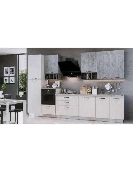 Cucina Athena lusso 360 cm bianco perla cemento - Kallea