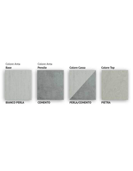 Cucina Athena lusso 360 cm bianco perla cemento - Kallea