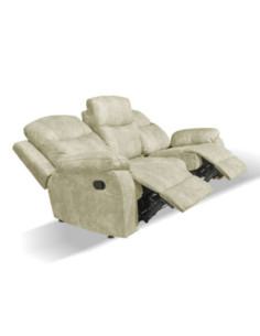 Divano Chicago 3 posti reclinabile in tessuto Ranger 31 sabbia - Kallea 2