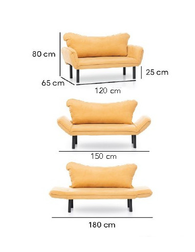 Divano Chatto grigio posti con braccioli reclinabili