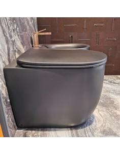 Set sanitari bagno Kerasan serie Nolita vaso bidet e coprisedile sgancio rapido nero opaco *Prodotto in esposizione - Kallea 2