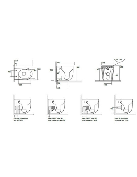 Set sanitari bagno Kerasan serie Nolita vaso bidet e coprisedile sgancio rapido nero opaco *Prodotto in esposizione - Kallea