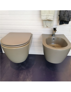 Set sanitari bagno Hatria serie Fusion vaso bidet e coprisedile frenato selva opaco *Prodotto in esposizione - Kallea 2