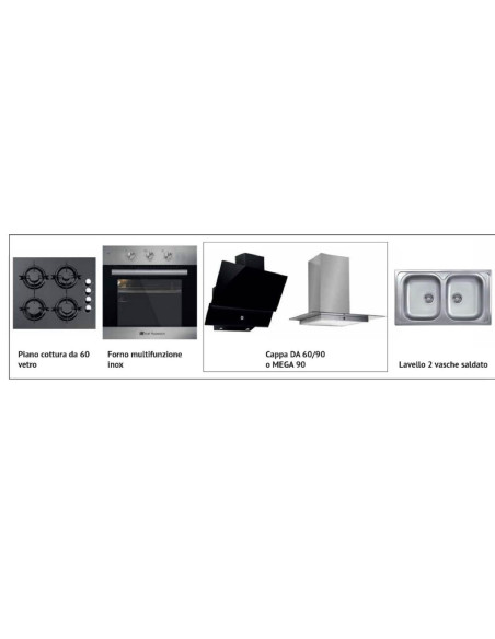 Cucina Aura Lusso 195 cm con elettrodomestici - Kallea