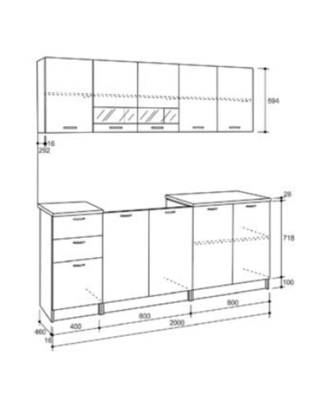 Cucina Shatsk 200 cm cemento - Kallea