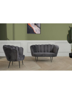 Poltrona a conchiglia Orel in velluto grigio - Kallea 2