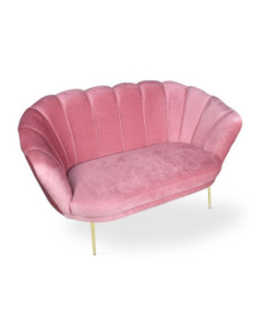 Divano Orel due posti in velluto Luna 13 rosa a conchiglia - Kallea 2