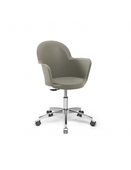 Poltrona ufficio Gora grigio cemento con base cromata - Kallea