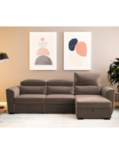 Tito Divano 3 posti penisola contenitore marrone - Kallea 2