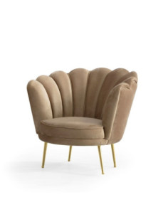 Poltrona Orel in velluto beige Milano 44 con piedi oro - Kallea 2