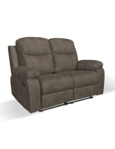 Divano Chicago 2 posti reclinabile in tessuto Ranger07 tortora - Kallea 2