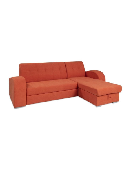 Divano angolare Alyssa penisola reversibile arancione 247x157 - Kallea