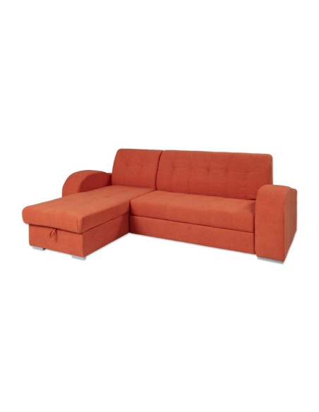 Divano angolare Alyssa penisola reversibile arancione 247x157 - Kallea
