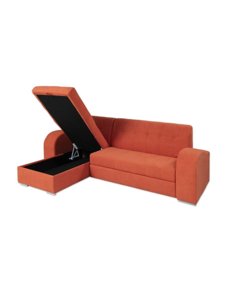 Divano angolare Alyssa penisola reversibile arancione 247x157 - Kallea