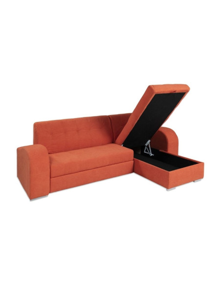 Divano angolare Alyssa penisola reversibile arancione 247x157 - Kallea