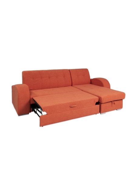 Divano angolare Alyssa penisola reversibile arancione 247x157 - Kallea