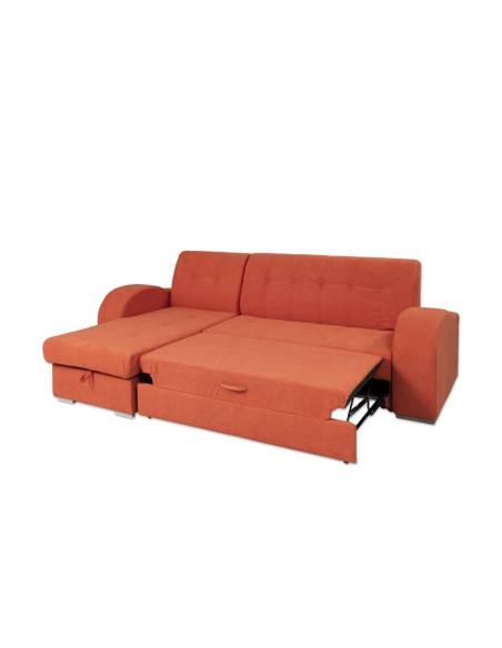 Divano angolare Alyssa penisola reversibile arancione 247x157 - Kallea