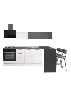 Cucina lineare Altamura 240x160 con penisola reversibile colore bianco e nero - Kallea 2