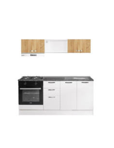 Cucina lineare Gravina 180x160 colore bianco e ante rovere - Kallea 2