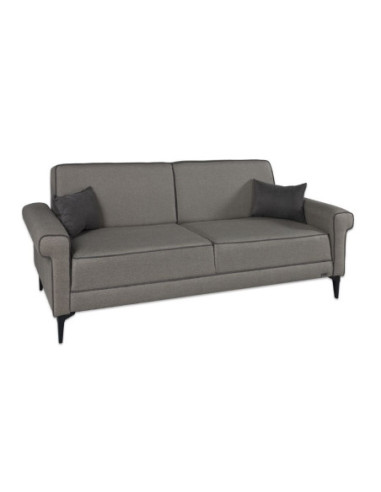 Divano letto Silvera 3 posti tessuto spigato grigio marrone - Kallea